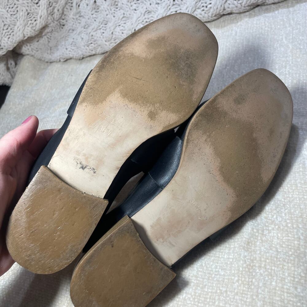 Free People Woman At Ease Black Leather Loafer Mule Shoes Size 38.5/USA 8.5 - Picture 7 of 11
